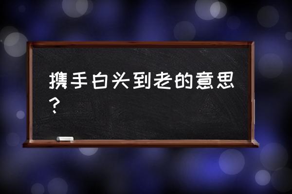 携手白头啥意思 携手白头到老的意思？