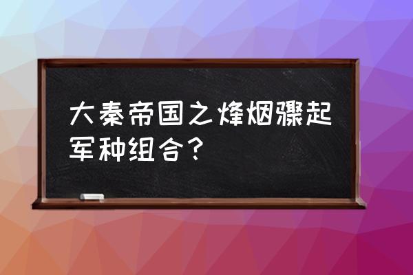 大秦帝国之帝国烽烟 大秦帝国之烽烟骤起军种组合？