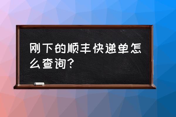 顺丰速运单号查询 刚下的顺丰快递单怎么查询？