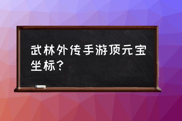 寻宝武林外传手游 武林外传手游顶元宝坐标？