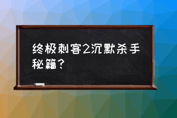 终极刺客百科 终极刺客2沉默杀手秘籍？