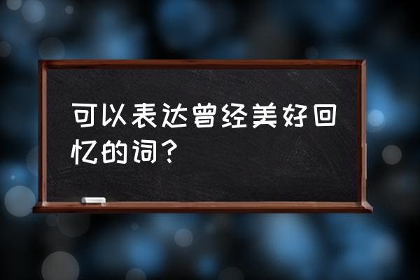 美好的回忆词语表达 可以表达曾经美好回忆的词？