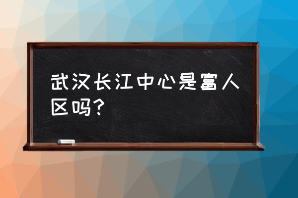 武昌滨江商务区核心区 武汉长江中心是富人区吗？