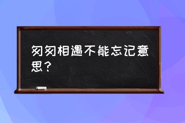 无法忘怀的意思 匆匆相遇不能忘记意思？