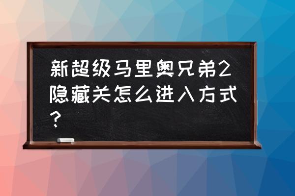 马里奥兄弟第二关 新超级马里奥兄弟2隐藏关怎么进入方式？