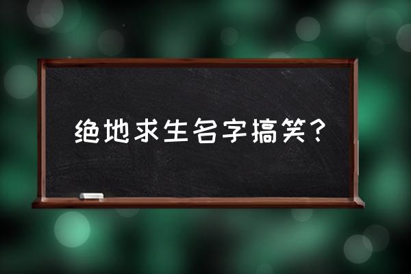 吃鸡游戏名字搞笑 绝地求生名字搞笑？