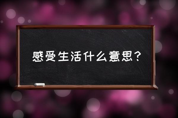 感受生活什么意思？ 感受生活什么意思？