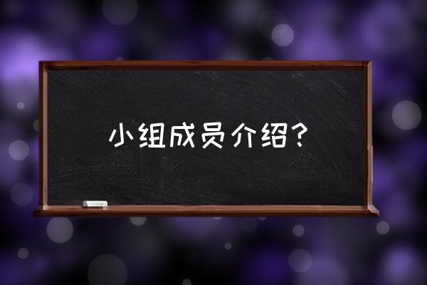 晓组织全部成员介绍 小组成员介绍？