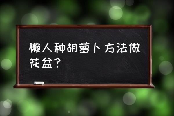 怎么自制懒人盆栽花盆呢 懒人种胡萝卜方法做花盆？