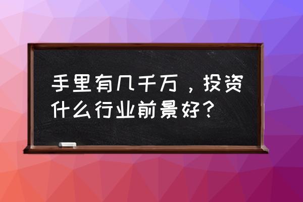 现在做什么生意最挣钱投资最小 手里有几千万，投资什么行业前景好？