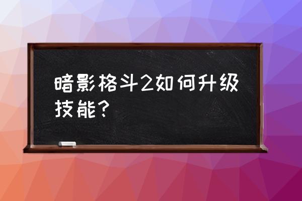 怎么玩暗影格斗2旧版本 暗影格斗2如何升级技能？