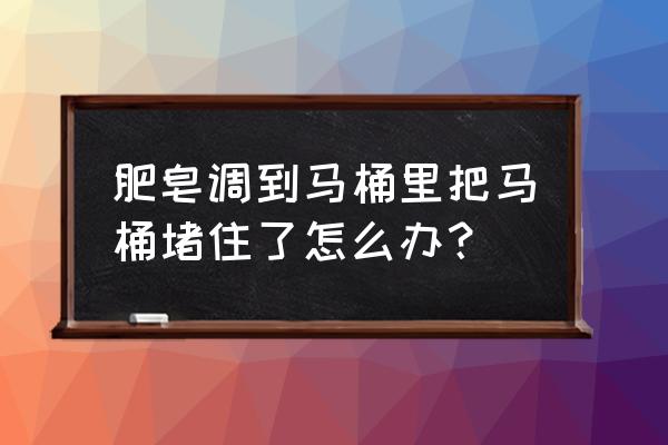 肥皂掉进马桶里怎么处理 肥皂调到马桶里把马桶堵住了怎么办？