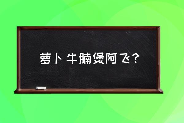 阿飞西红柿炖牛腩家常做法 萝卜牛腩煲阿飞？