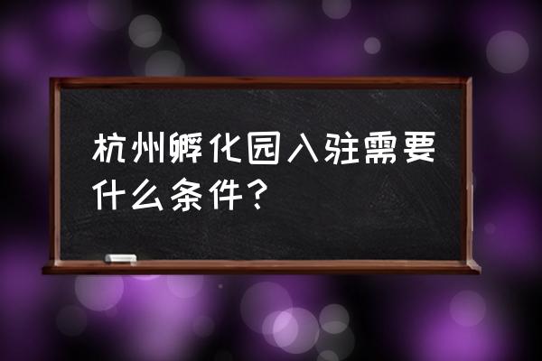 杭州认定的科技孵化器 杭州孵化园入驻需要什么条件？