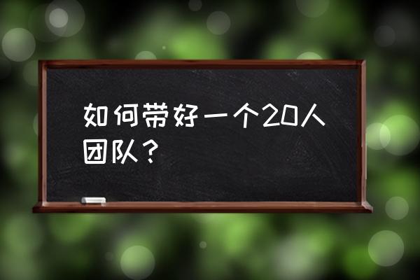 企业团队建设的问题及解决方法 如何带好一个20人团队？