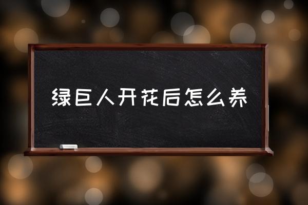 绿巨人的养殖方法和技术 绿巨人开花后怎么养