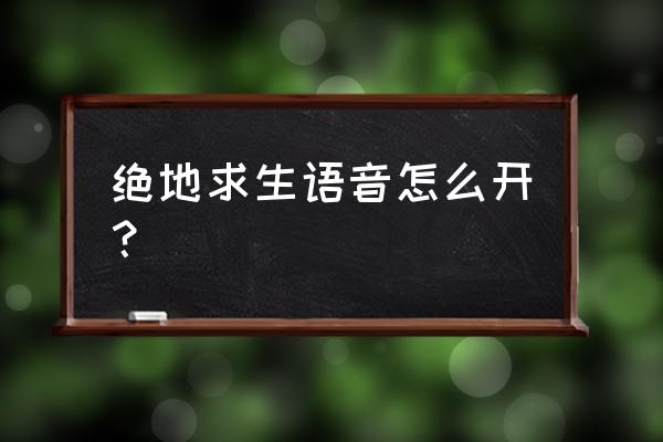 绝地求生电脑如何开启语音包 绝地求生语音怎么开？