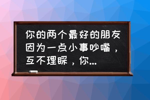 朋友之间吵架了该怎样释怀 你的两个最好的朋友因为一点小事吵嘴，互不理睬，你应该怎么劝说他们，让他们和好？