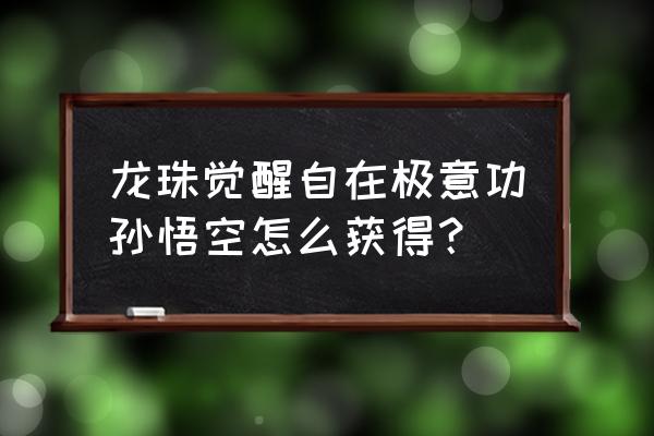 龙珠觉醒新手攻略 龙珠觉醒自在极意功孙悟空怎么获得？