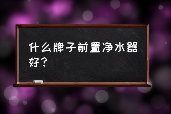 家用前置过滤器十大排名 什么牌子前置净水器好？