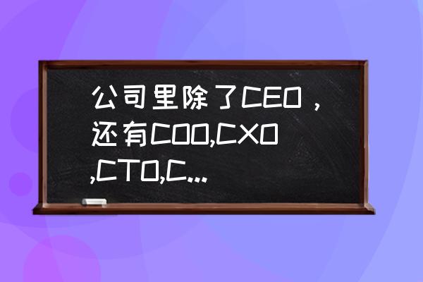 cfo是什么职位 公司里除了CEO，还有COO,CXO,CTO,CFO,分别代表什么？