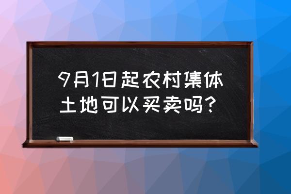 集体土地买卖最新规定 9月1日起农村集体土地可以买卖吗？