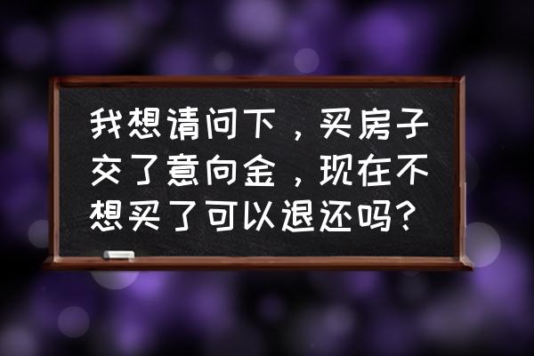 买房子交了定金签了合同能退吗 我想请问下，买房子交了意向金，现在不想买了可以退还吗？