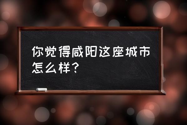 中国第一大城市 你觉得咸阳这座城市怎么样？