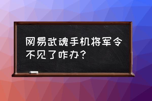 网易武魂游戏怎么玩儿 网易武魂手机将军令不见了咋办？