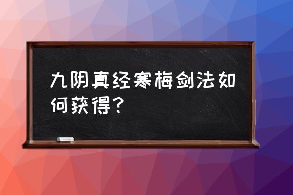 九阴真经江湖阅历有什么用 九阴真经寒梅剑法如何获得？