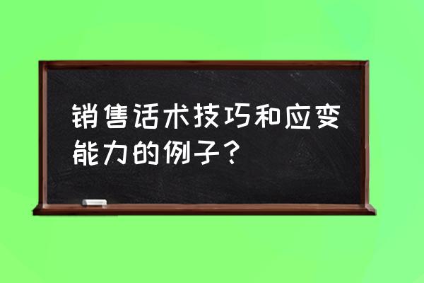 代表发言技巧和话术 销售话术技巧和应变能力的例子？